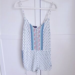 Floral print romper Aakaa summer sinch legs boho. Size small. Adjustable straps.